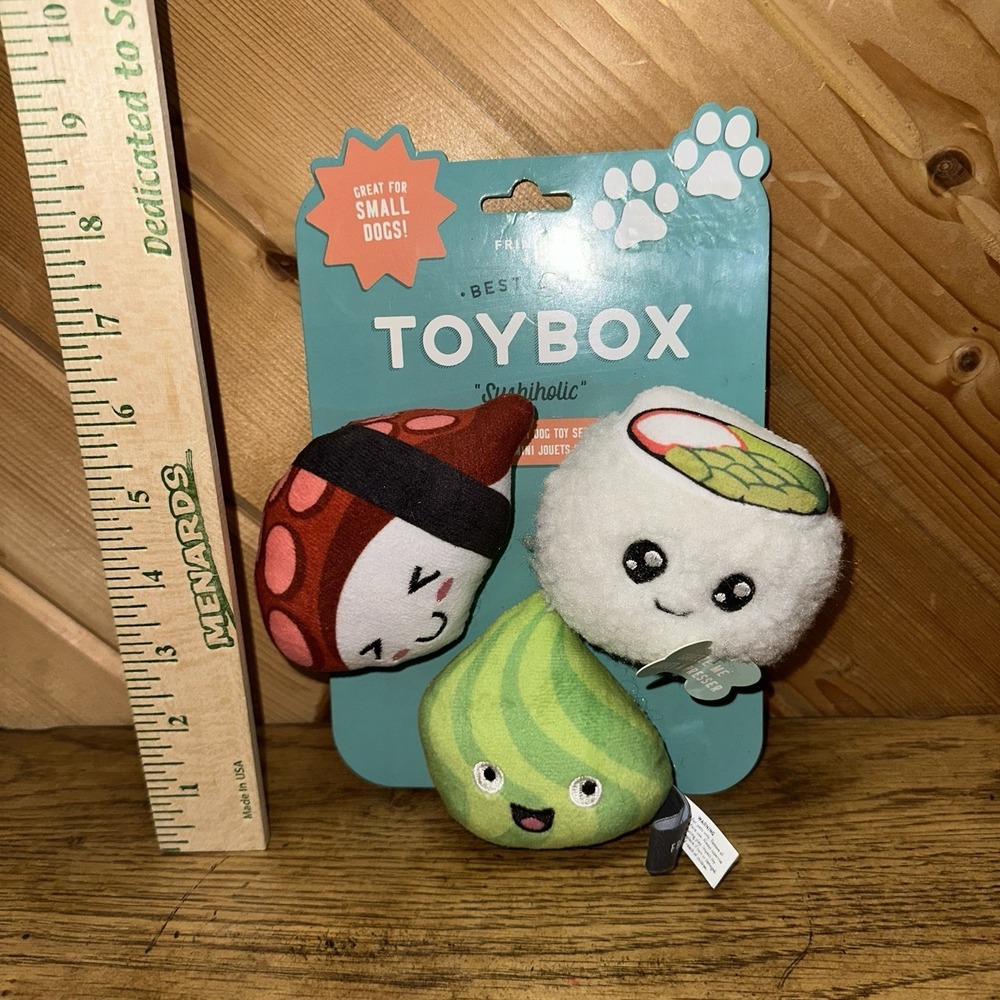 NEW Best Dog Toybox Sushiholic Sushi Dog Toy 3-pack Stuffed Squeakers Small Dogs